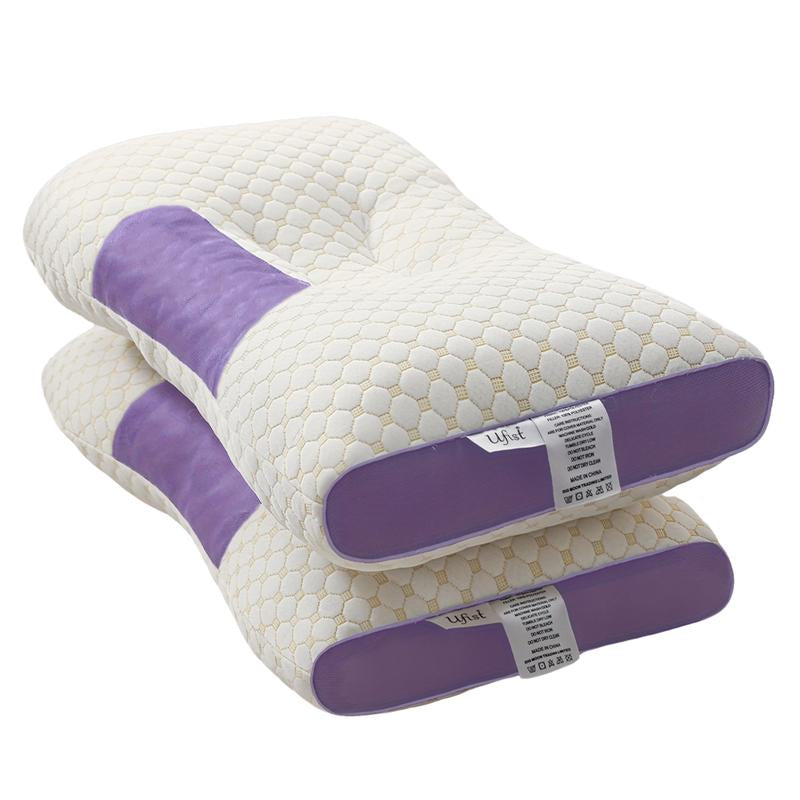 UFIST 2-Piece Cervical Massage Pillow Set - Ergonomic Neck Support Highly Elastic, Machine-Washable, Removable Knit Fabric Sleep Aid Wonder Proper Height for Cervical Spine Alignment