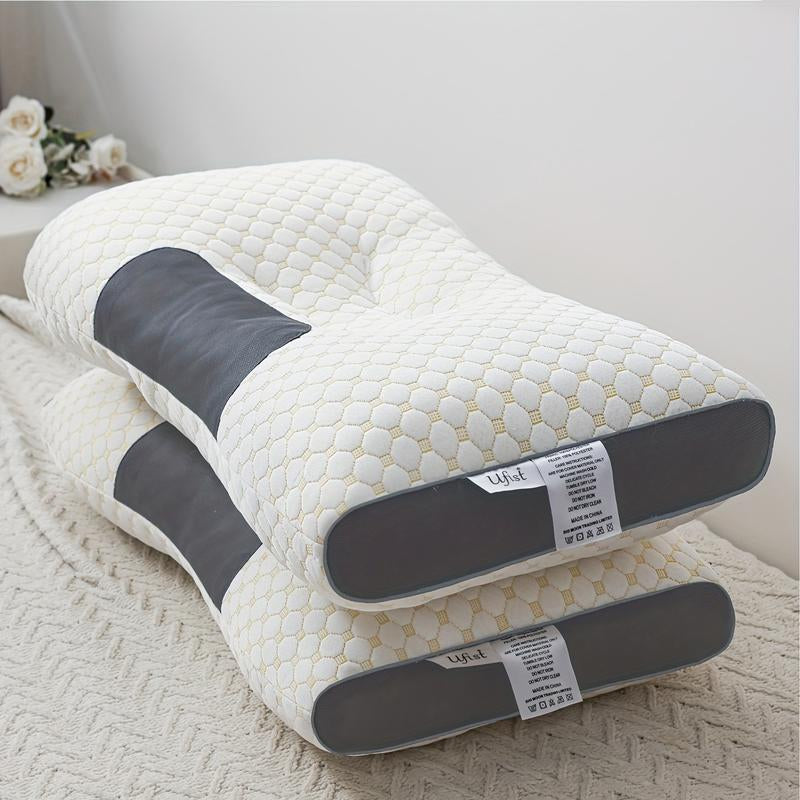 UFIST 2-Piece Cervical Massage Pillow Set - Ergonomic Neck Support Highly Elastic, Machine-Washable, Removable Knit Fabric Sleep Aid Wonder Proper Height for Cervical Spine Alignment